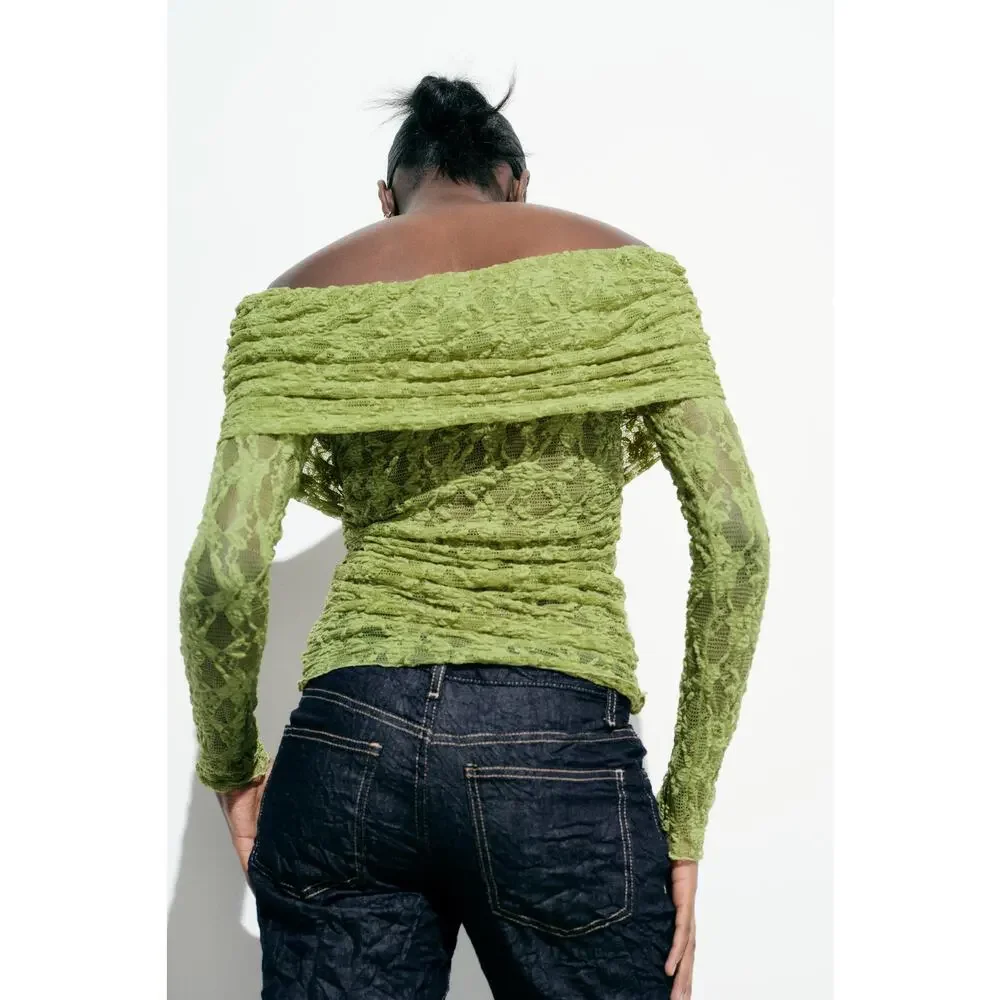 ZARA Semi-Sheer Lace Top NWT